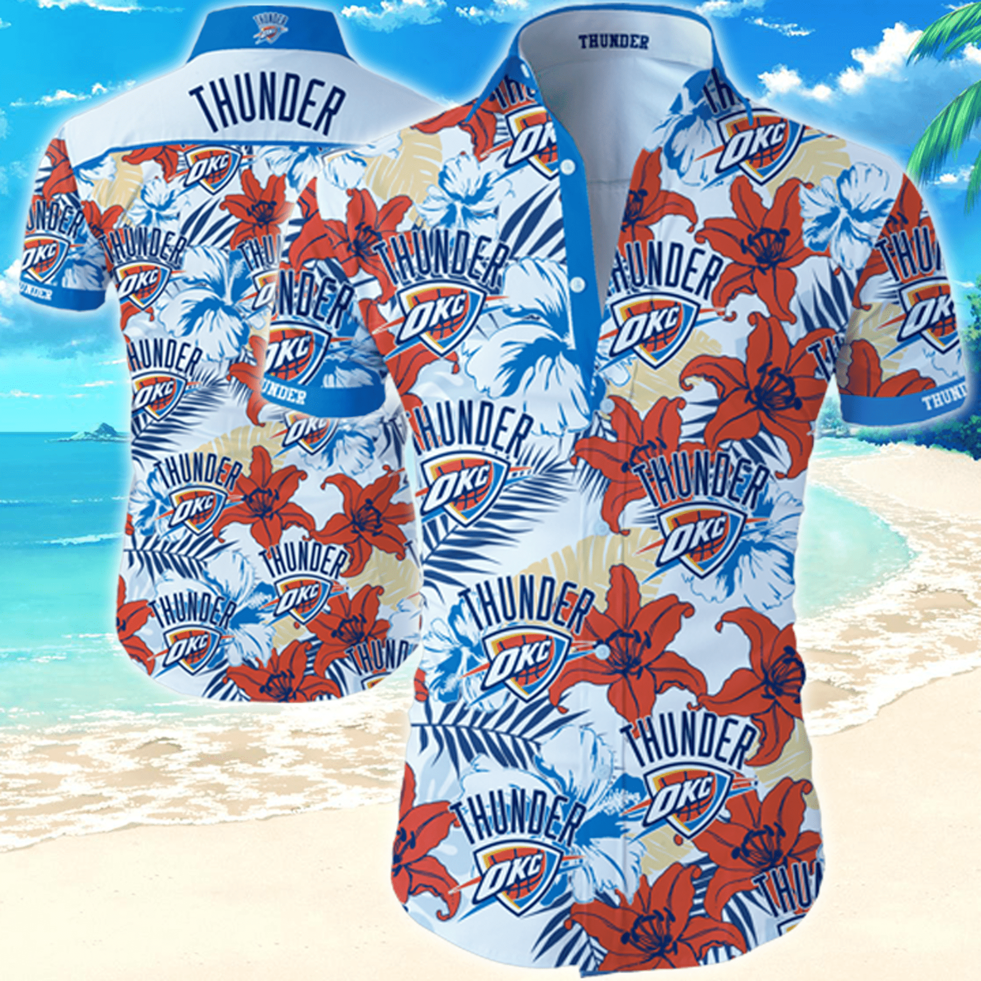 Nba Oklahoma City Thunder Hawaiian Shirt Tropical Aloha Button Up