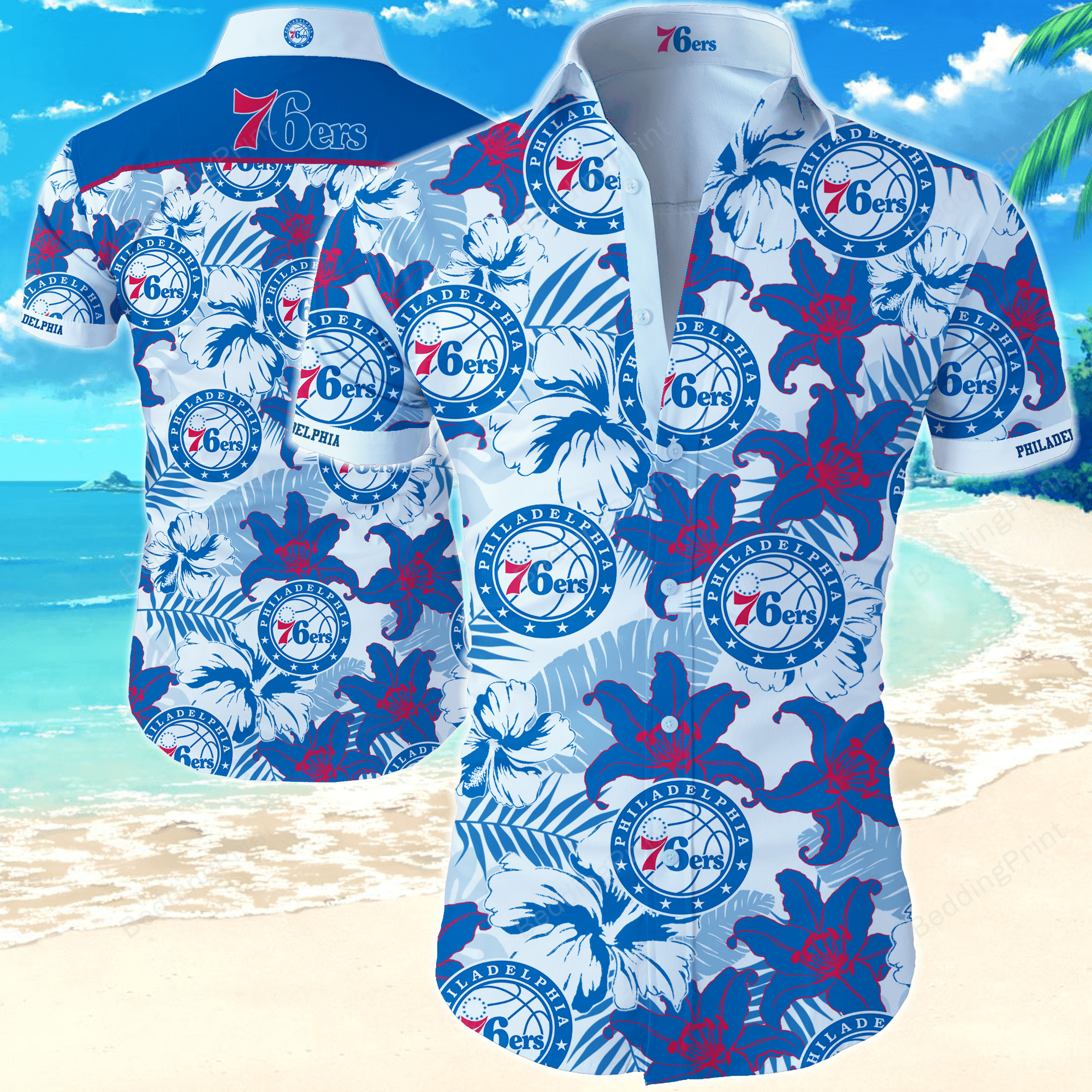Nba Philadelphia 76ers Hawaiian Shirt Tropical Aloha Button Up