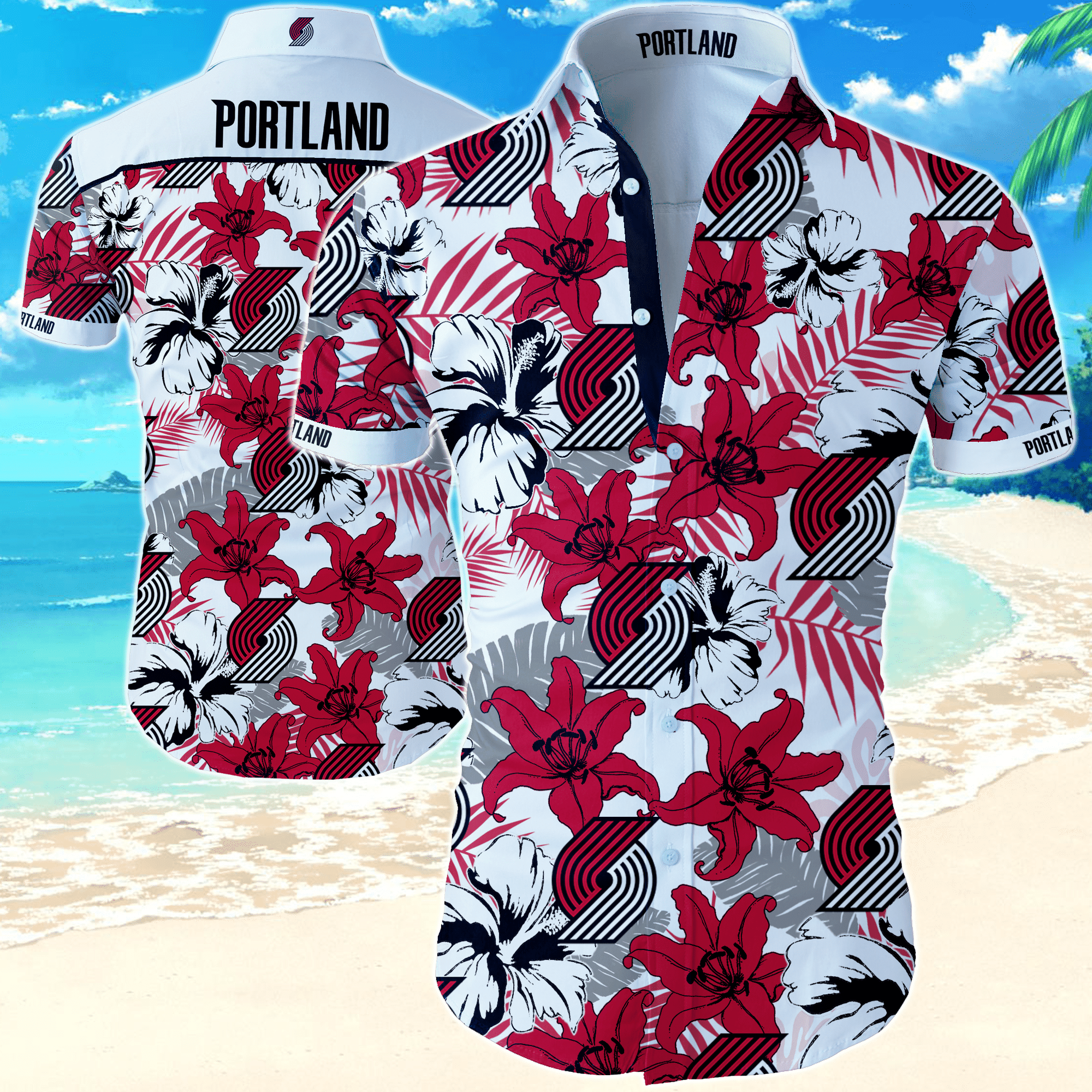 Nba Portland Trail Blazers Hawaiian Shirt Tropical Aloha Button Up