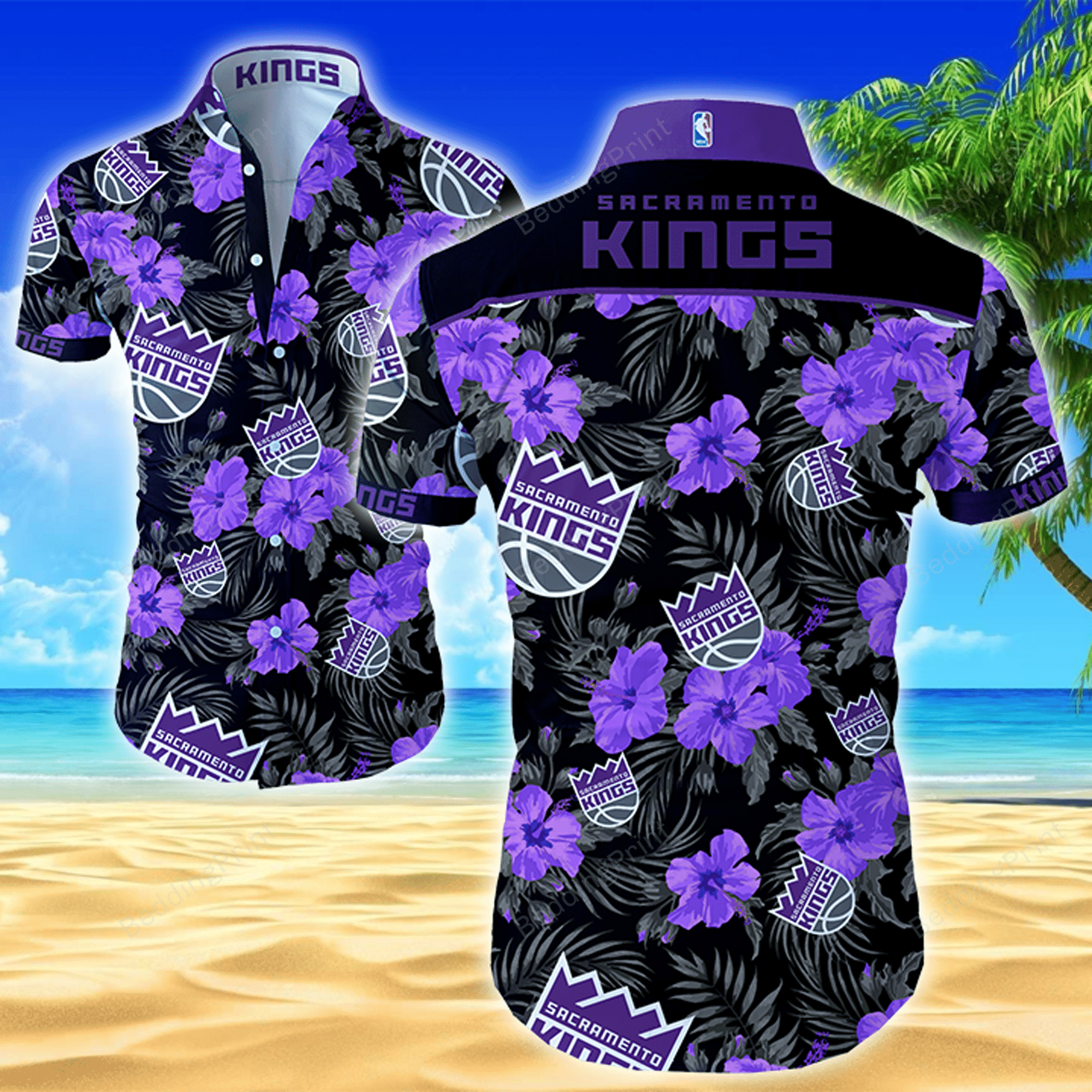 Nba Sacramento Kings Hawaiian Shirt Tropical Aloha Button Up