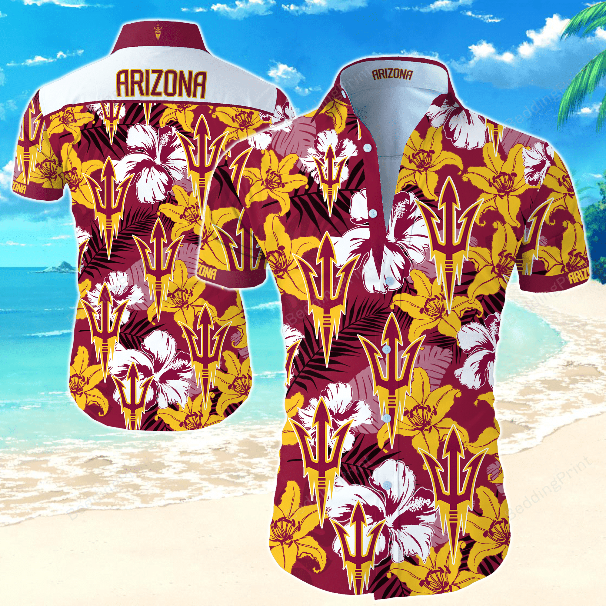 Ncaa Arizona State Sun Devils Hawaiian Shirt Tropical Aloha Button Up