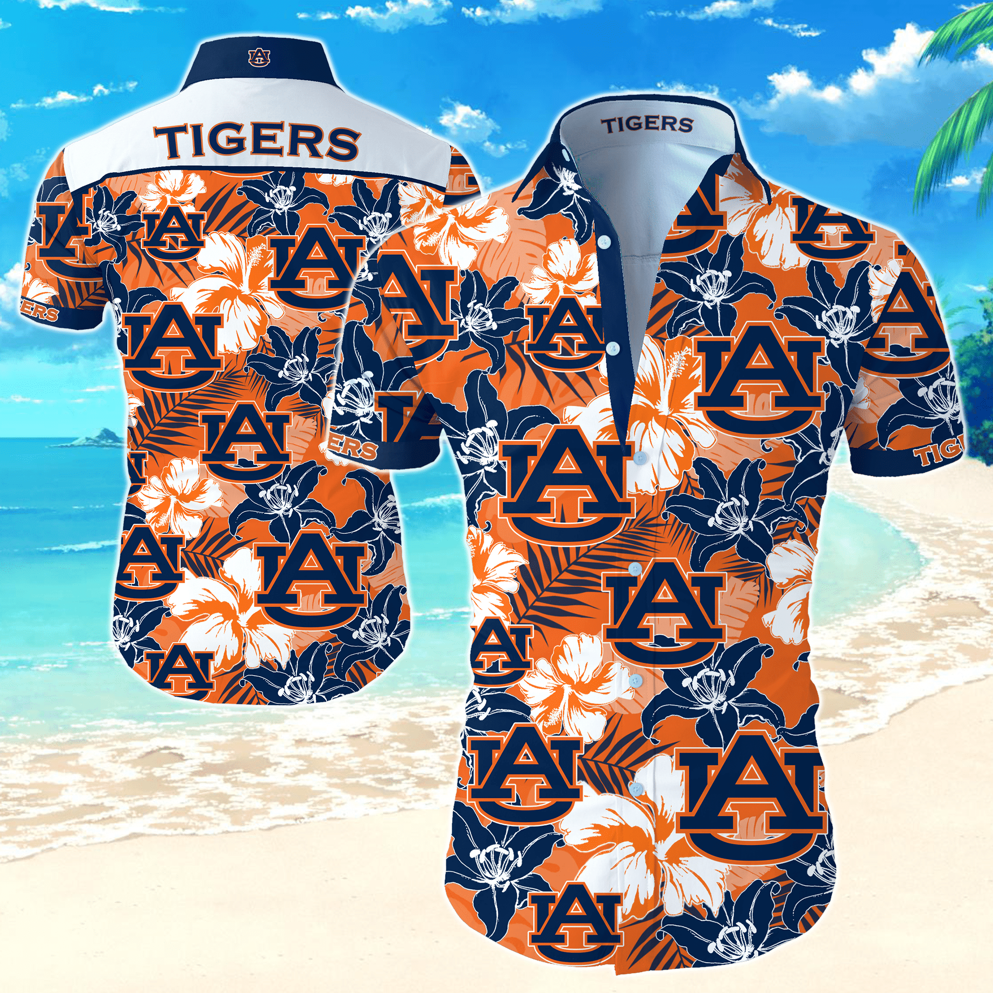 Ncaa Auburn Tigers Hawaiian Shirt Tropical Aloha Button Up