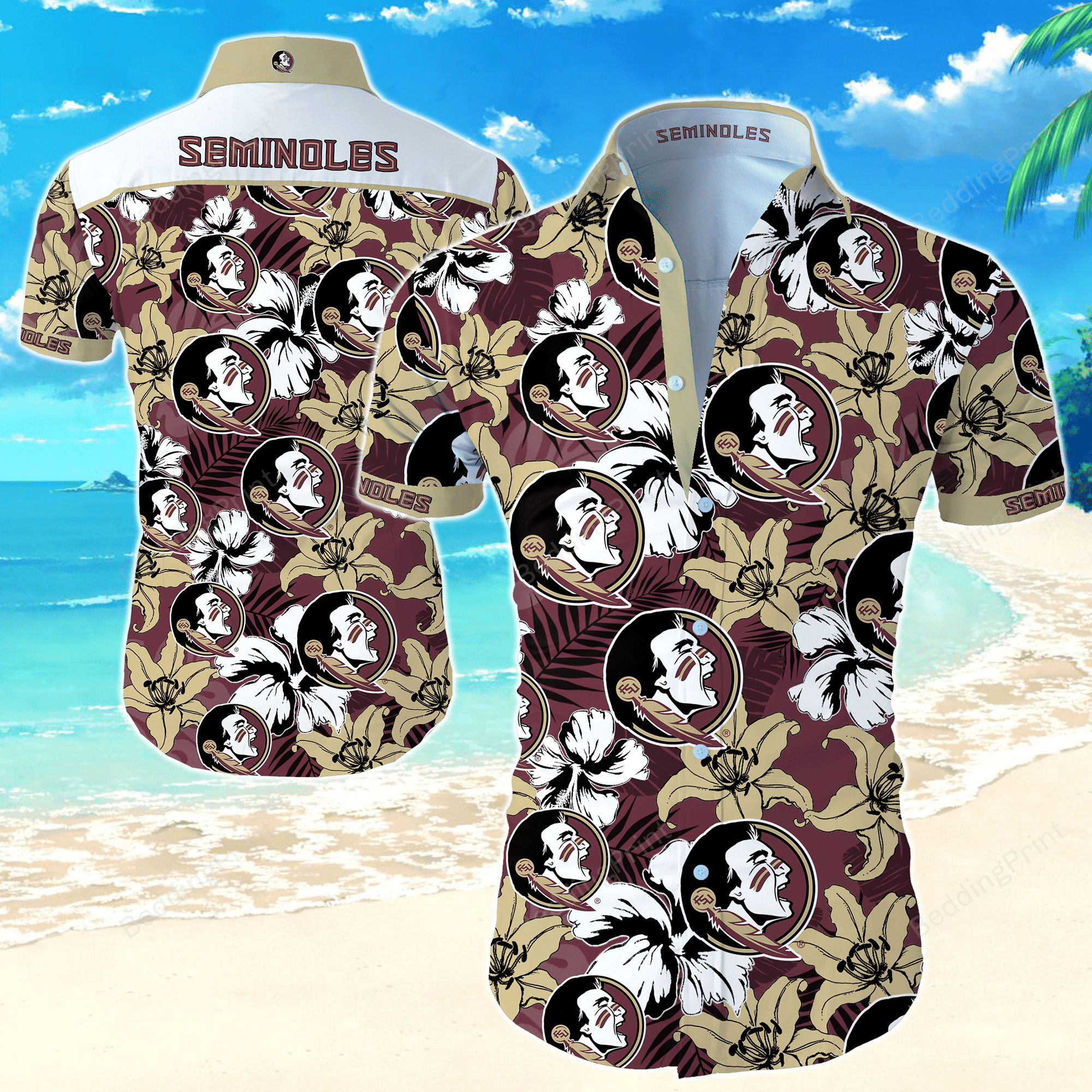 Ncaa Florida State Seminoles Hawaiian Shirt Tropical Aloha Button Up