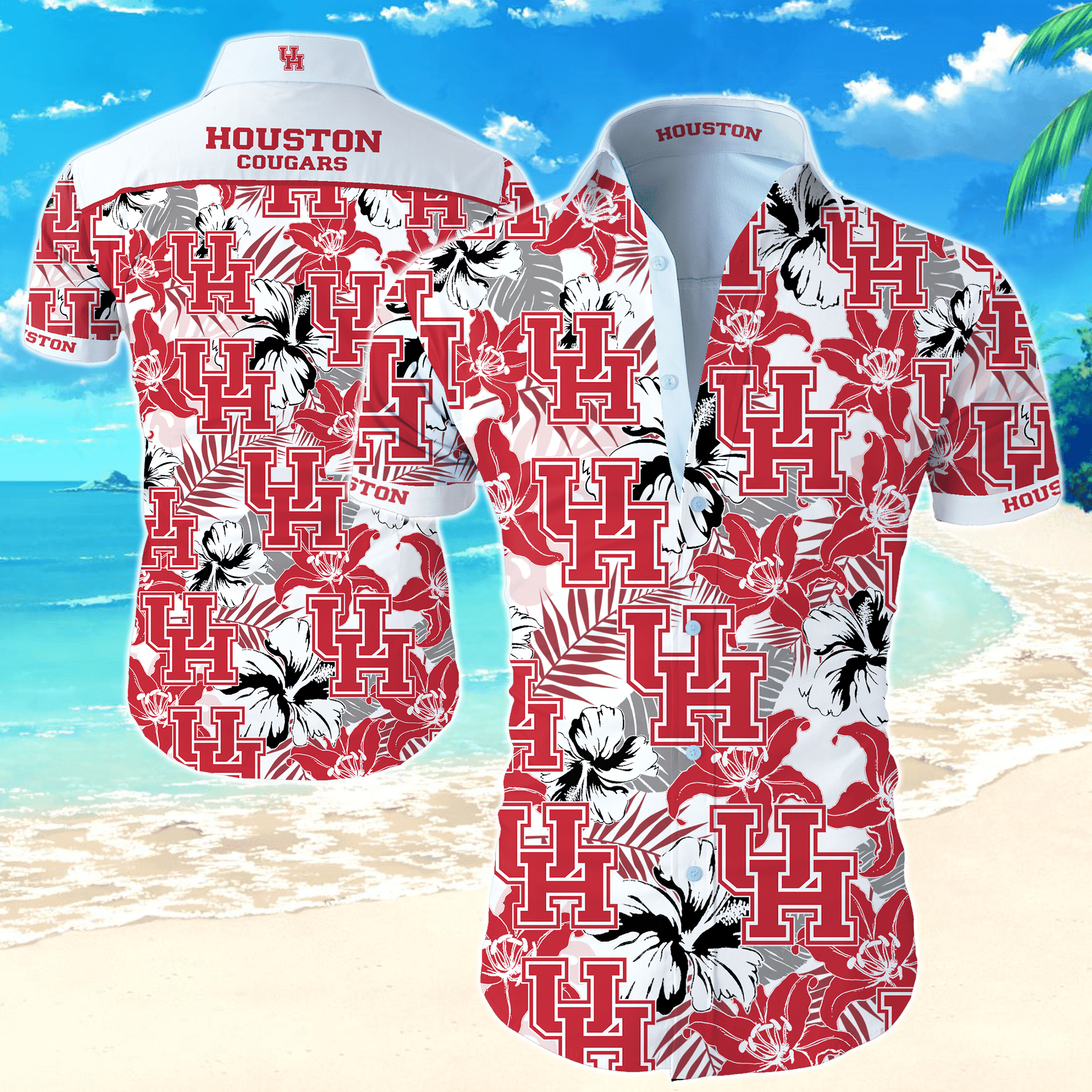 Ncaa Houston Cougars Hawaiian Shirt Tropical Aloha Button Up
