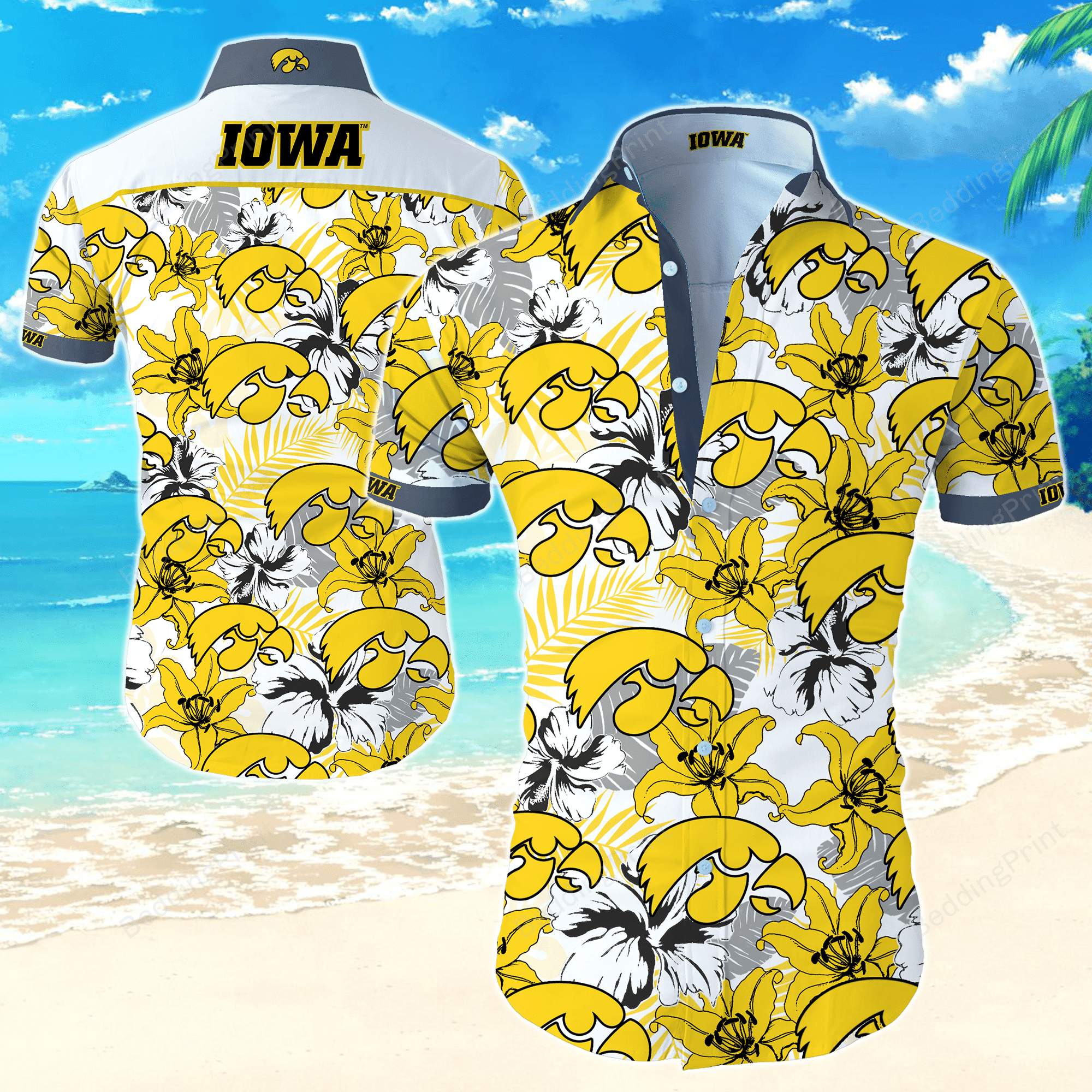 Ncaa Iowa Hawkeyes Hawaiian Shirt Tropical Aloha Button Up