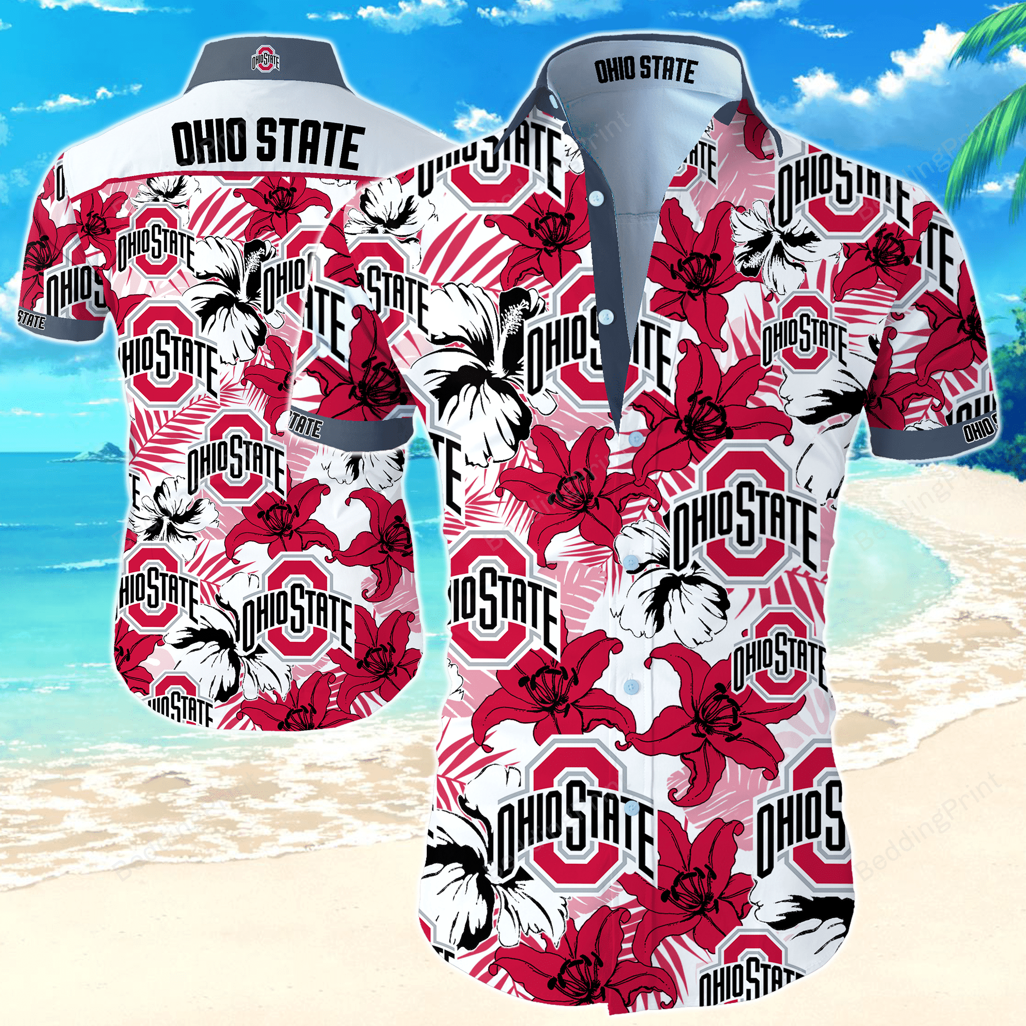 Ncaa Ohio State Buckeyes Hawaiian Shirt Tropical Aloha Button Up