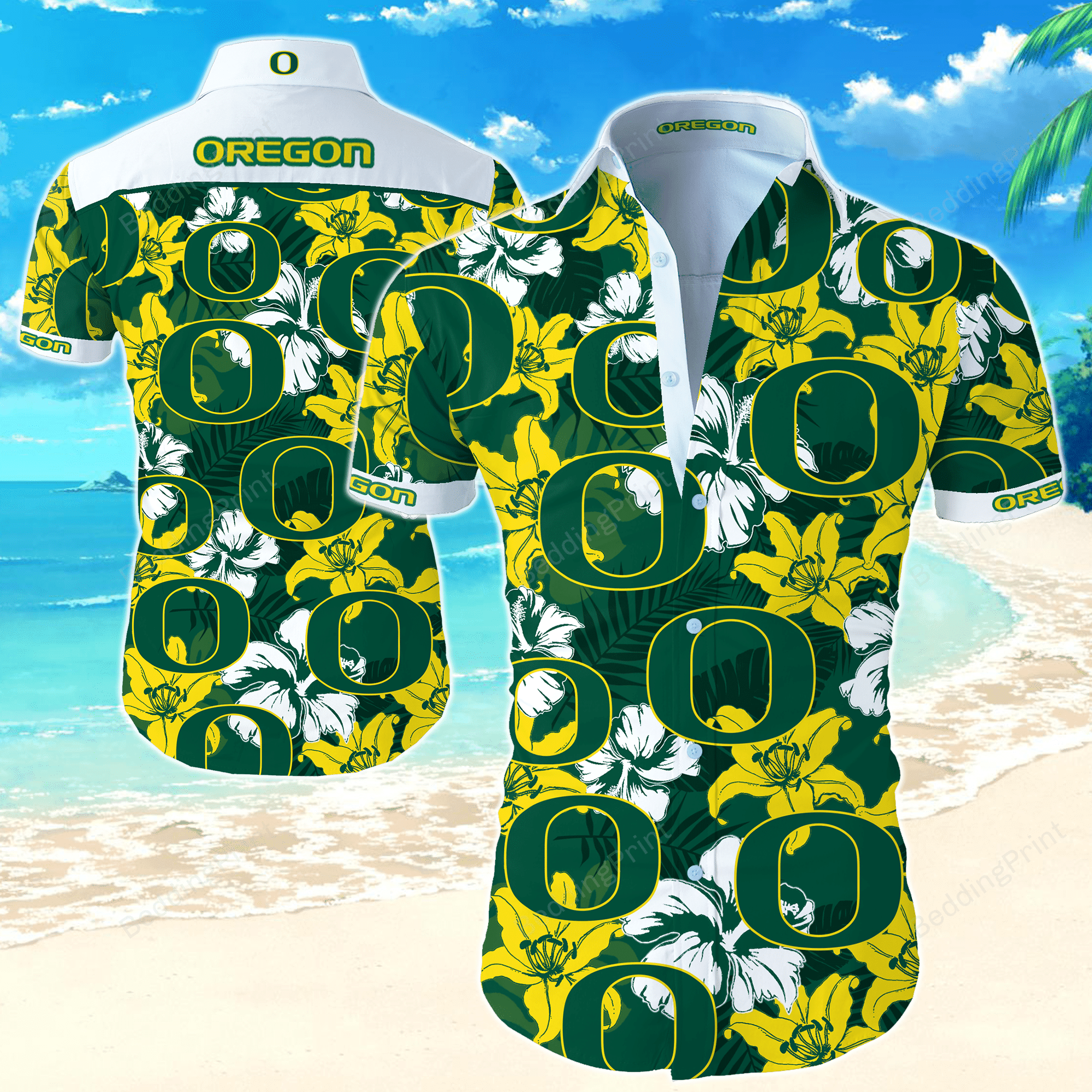 Ncaa Oregon Ducks Hawaiian Shirt Tropical Aloha Button Up