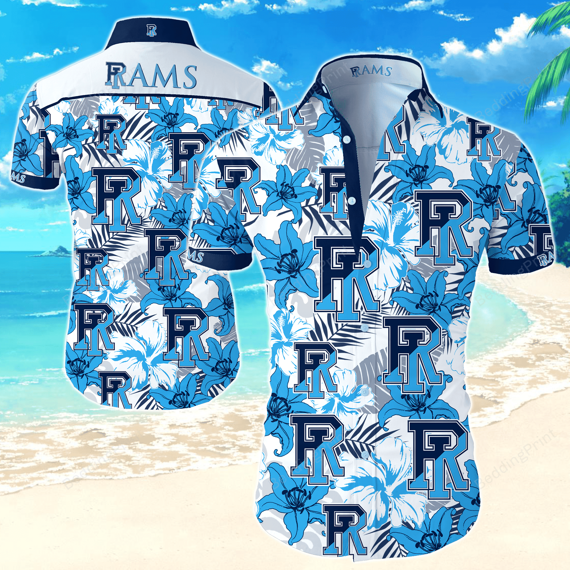 Ncaa Rhode Island Rams Hawaiian Shirt Tropical Aloha Button Up