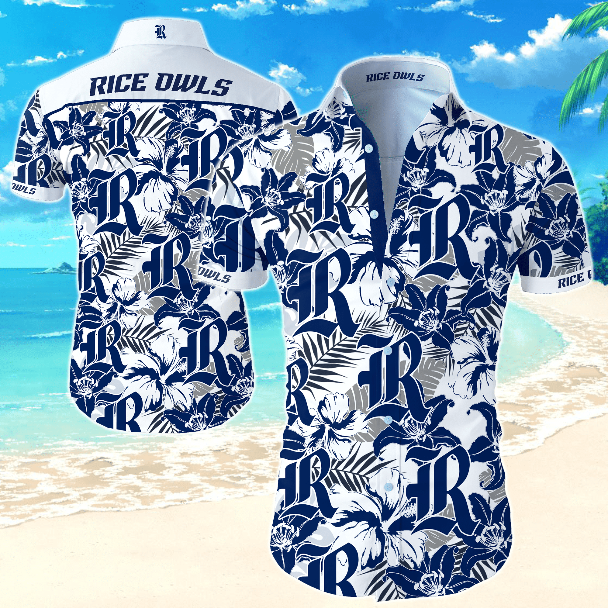 Ncaa Rice Owls Hawaiian Shirt Tropical Aloha Button Up