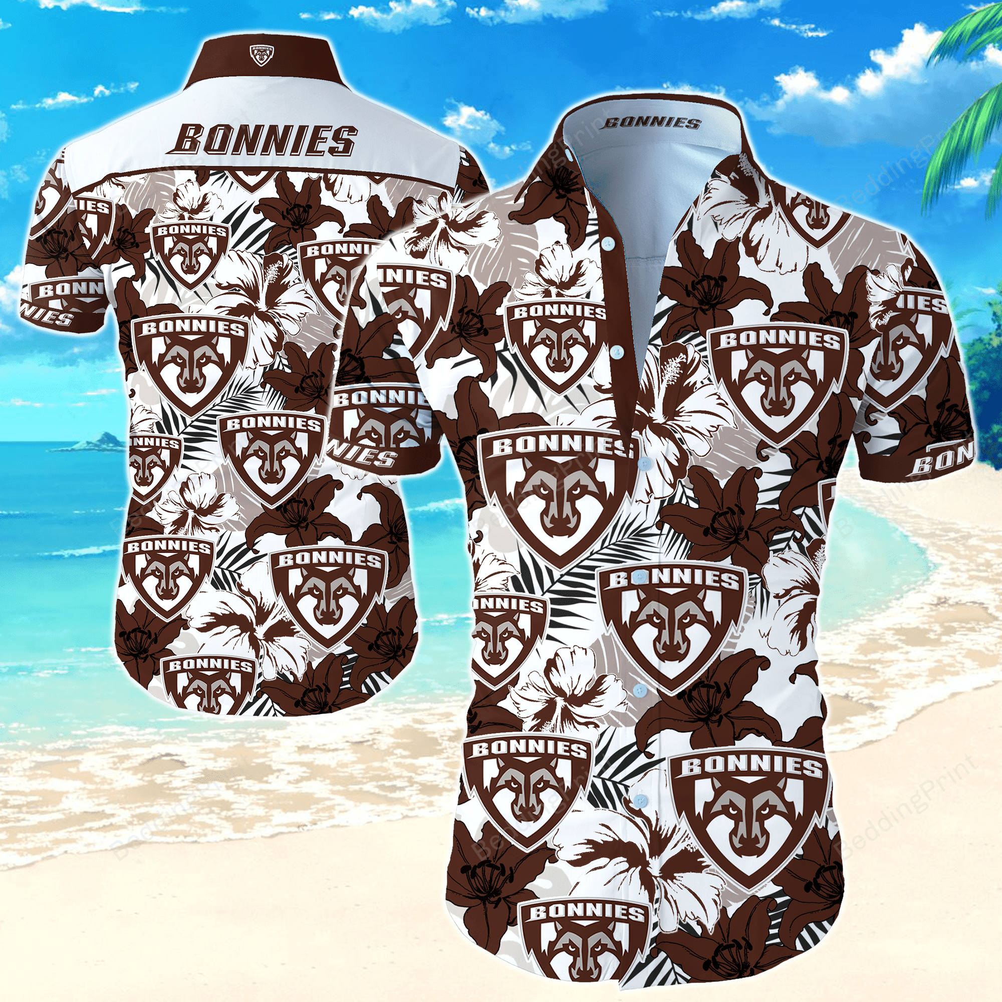 Ncaa St Bonaventure Bonnies Hawaiian Shirt Tropical Aloha Button Up