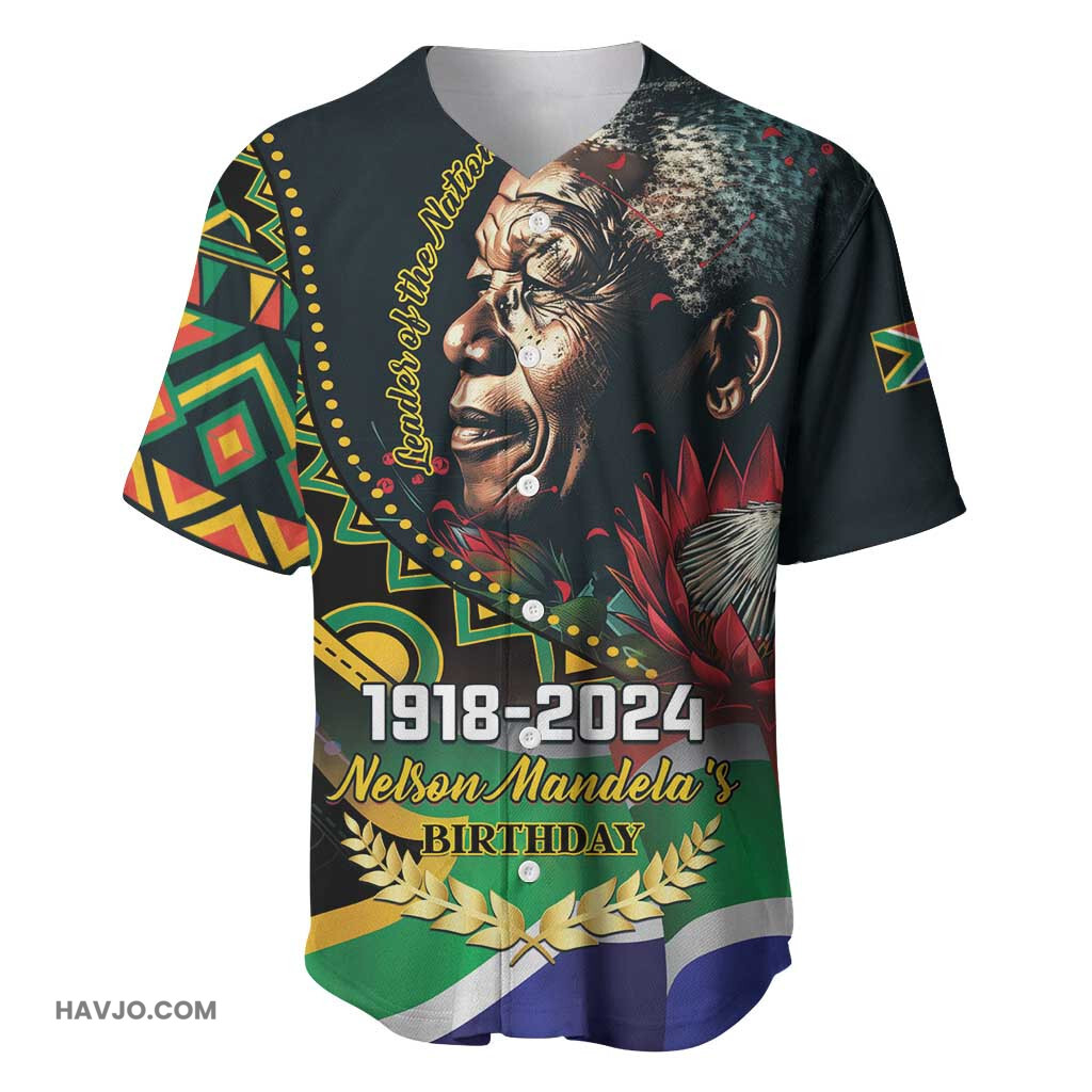 Nelson Mandela Birthday Leader of the Nation Baseball Jersey