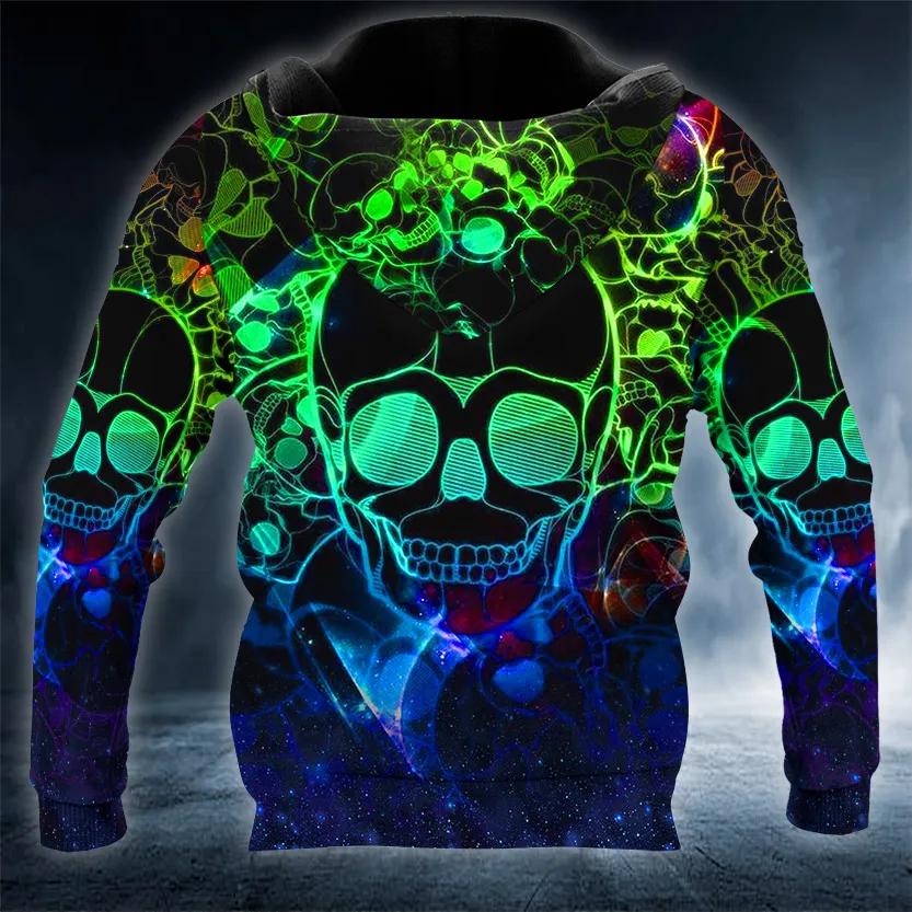 Alternative view of Neon Musical Skull 3D All Over Print Hoodie