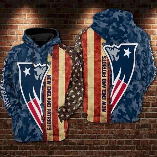 New England Patriots American Flag NFL 3D All Over Print Hoodie