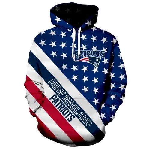 New England Patriots American Flag NFL 3D All Over Print Hoodie