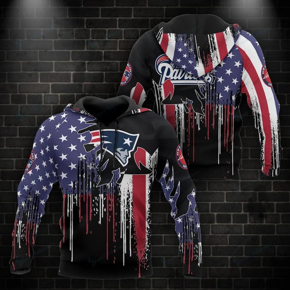 New England Patriots American Flag NFL3D All Over Print Hoodie