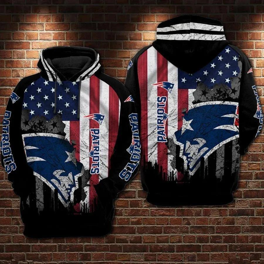 New England Patriots Flag Black NFL 3D All Over Print Hoodie