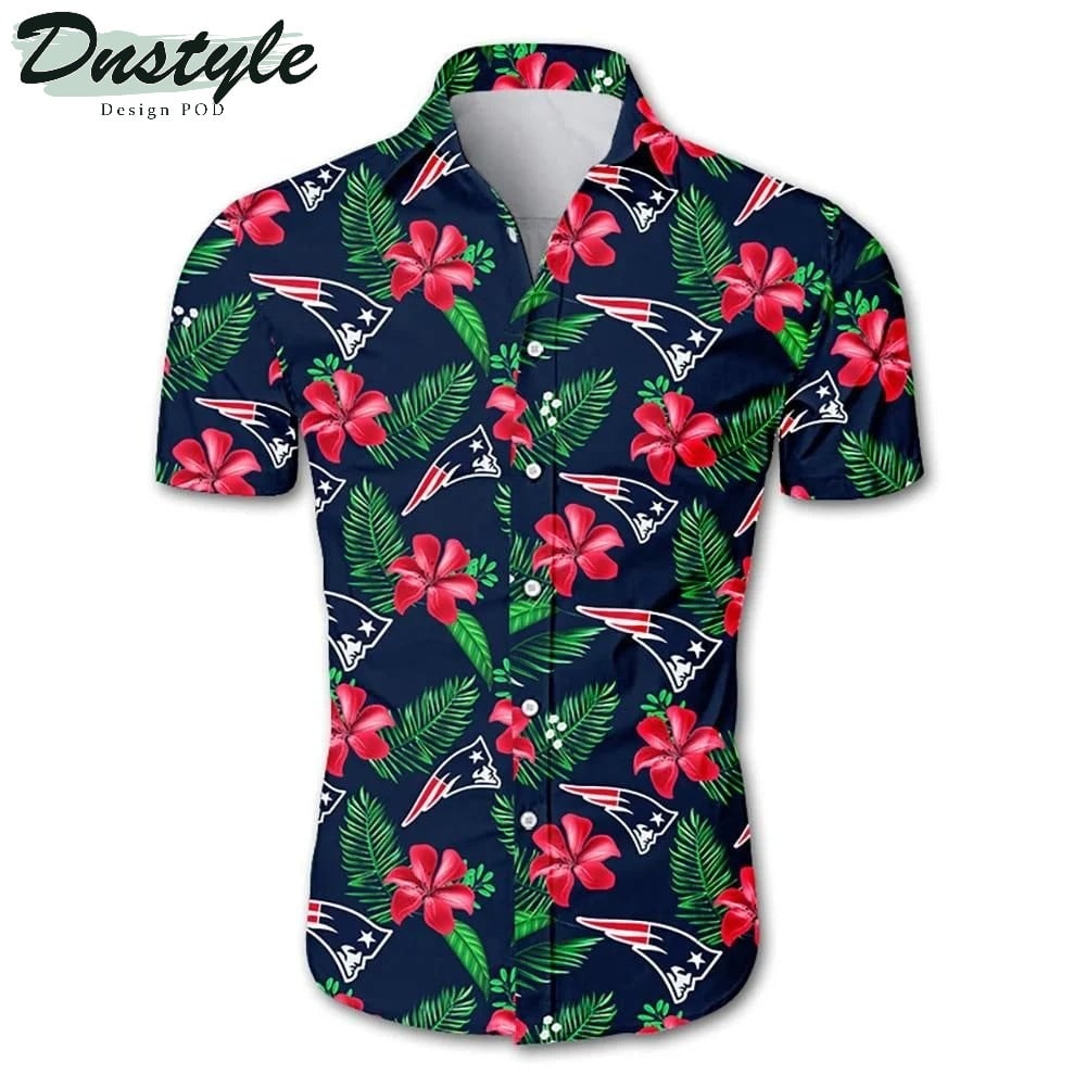 New England Patriots Floral Hawaiian Shirt Tropical Aloha Button Up