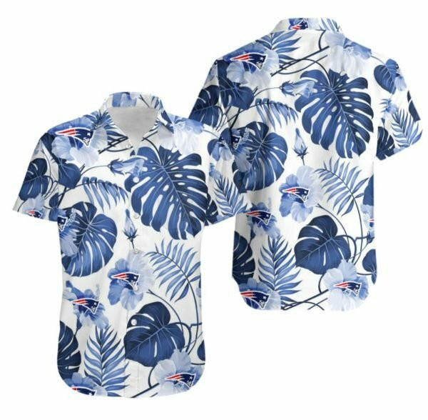 New England Patriots Football Hawaiian Shirt Tropical Aloha Button Up