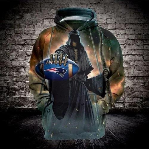 New England Patriots Grimm Reaper NFL 3D All Over Print Hoodie