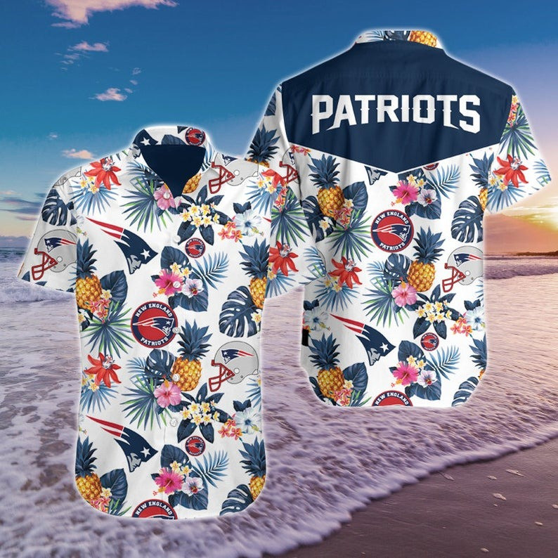 New England Patriots Hawaiian Shirt Tropical Aloha Button Up