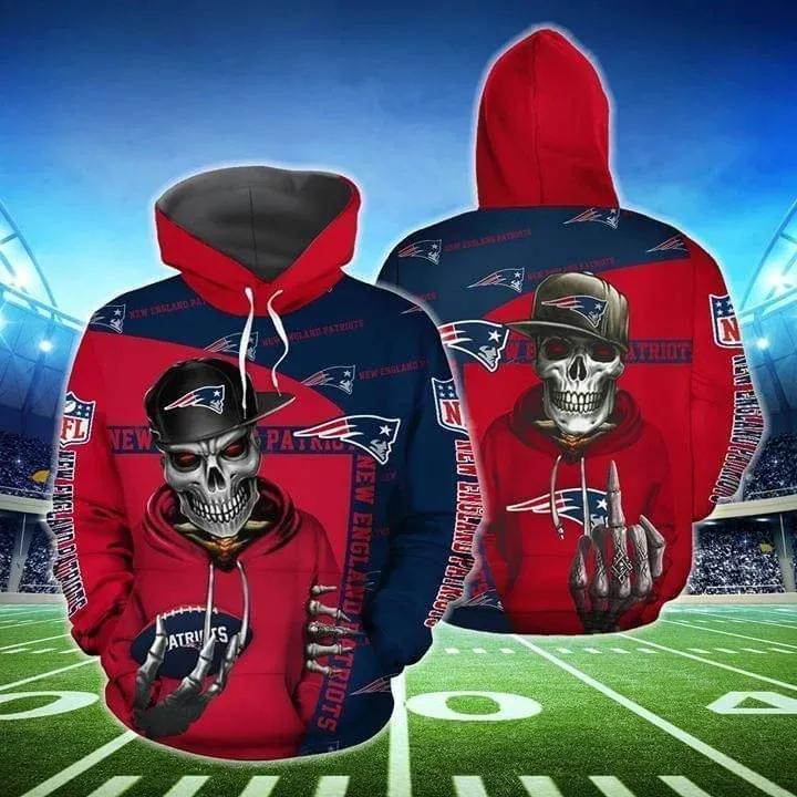 New England Patriots Hiphop Skeleton Fan NFL 3D All Over Print Hoodie