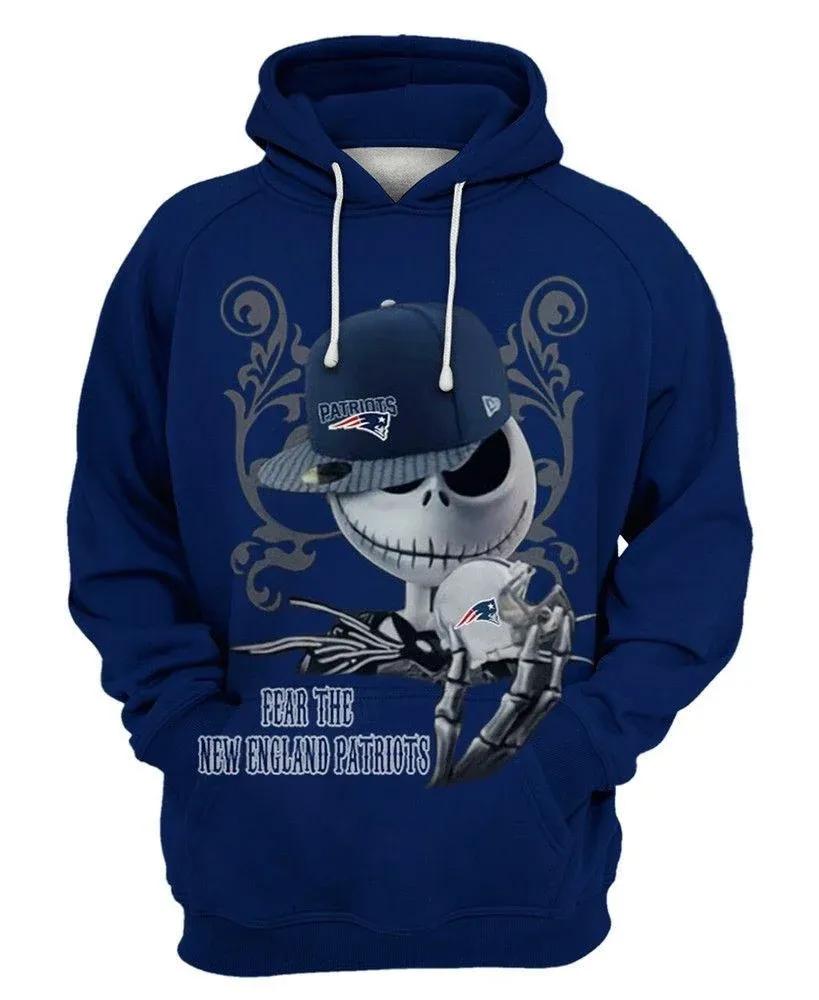 New England Patriots Jack Skellington NFL 3D All Over Print Hoodie