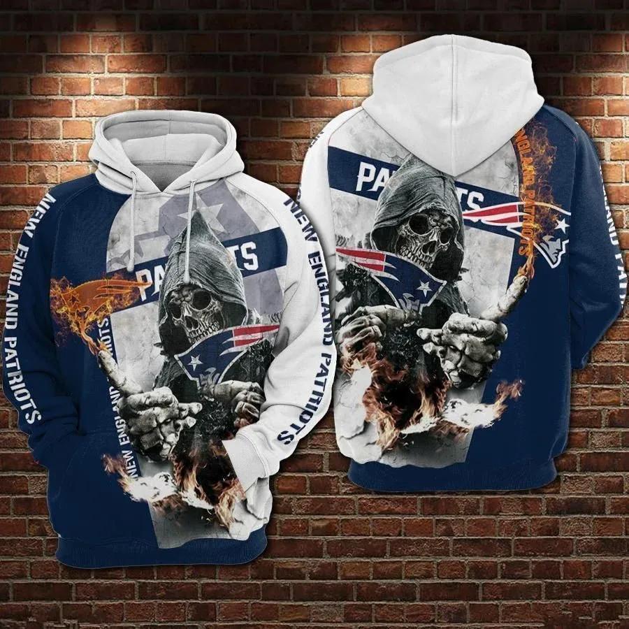 New England Patriots Skull Death Hold Logo Patriots NFL 3D All Over Print Hoodie