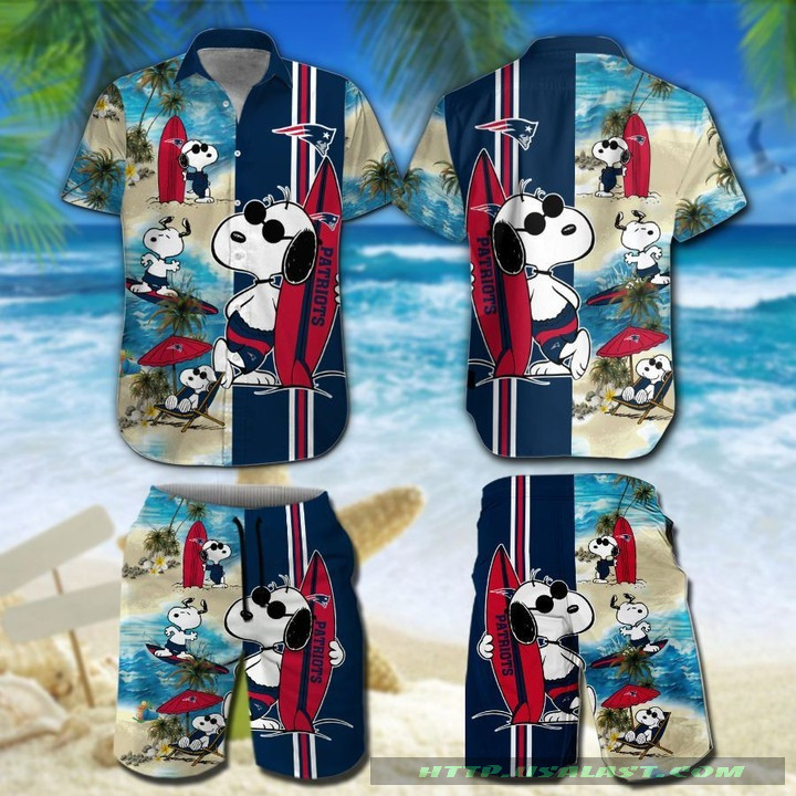 New England Patriots Snoopy Surfing Hawaiian Shirt Tropical Aloha Button Up