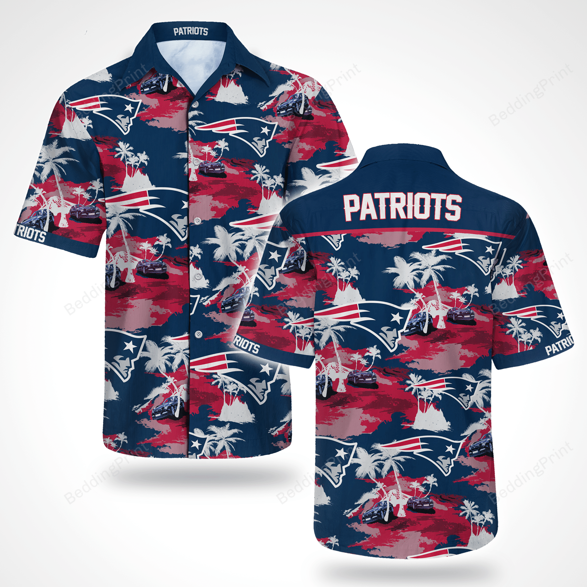 New England Patriots Tommy Bahama Hawaiian Shirt Tropical Aloha Button Up