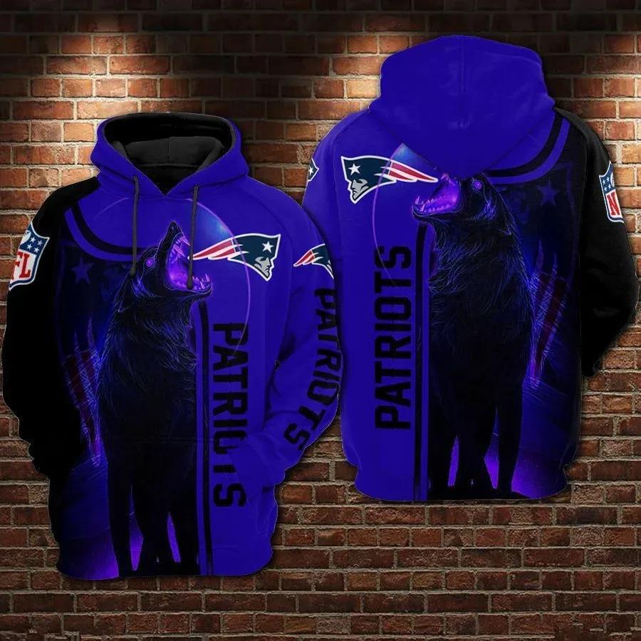 New England Patriots Wolf NFL 3D All Over Print Hoodie