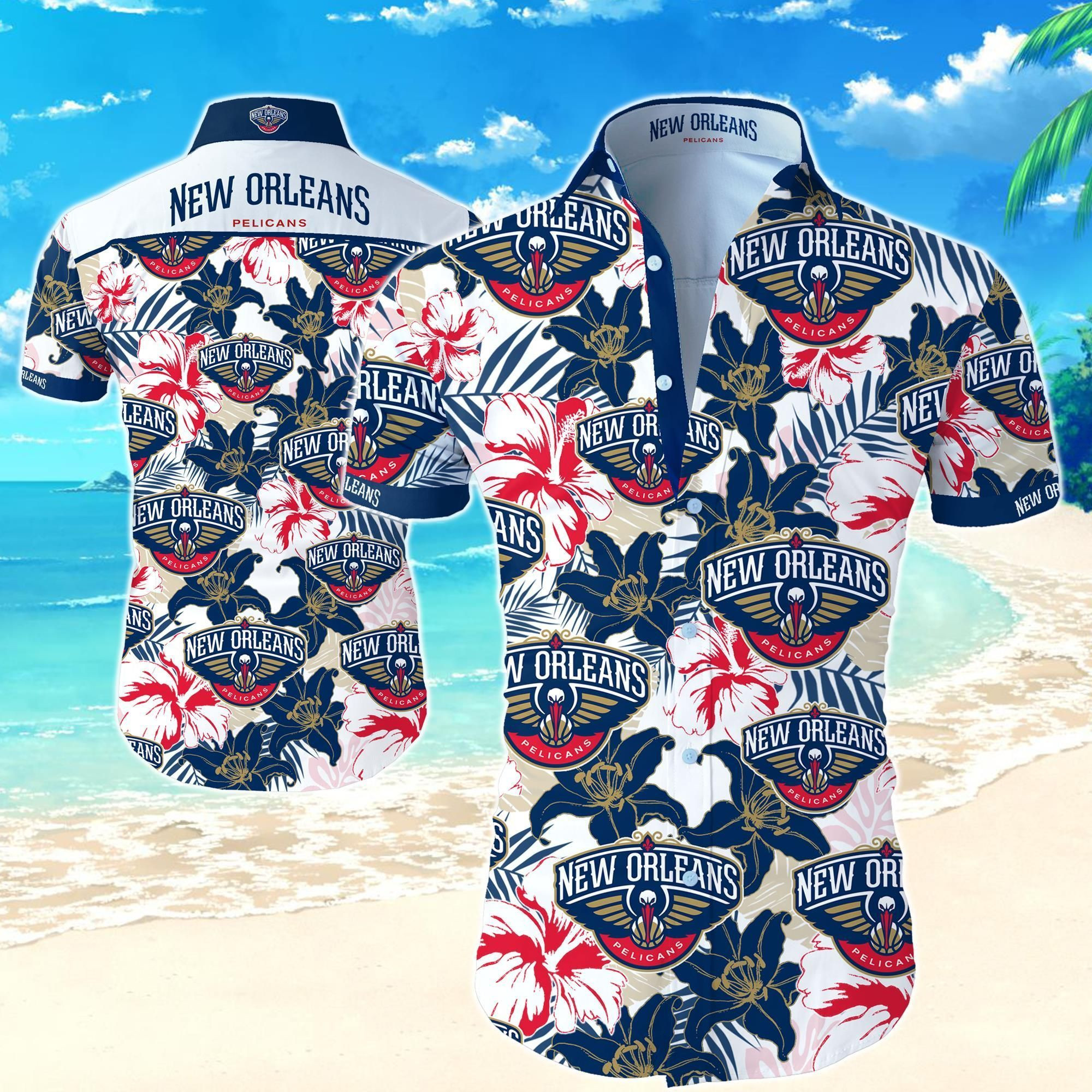 New Orleans Pelicans Hawaiian Shirt Tropical Aloha Button Up