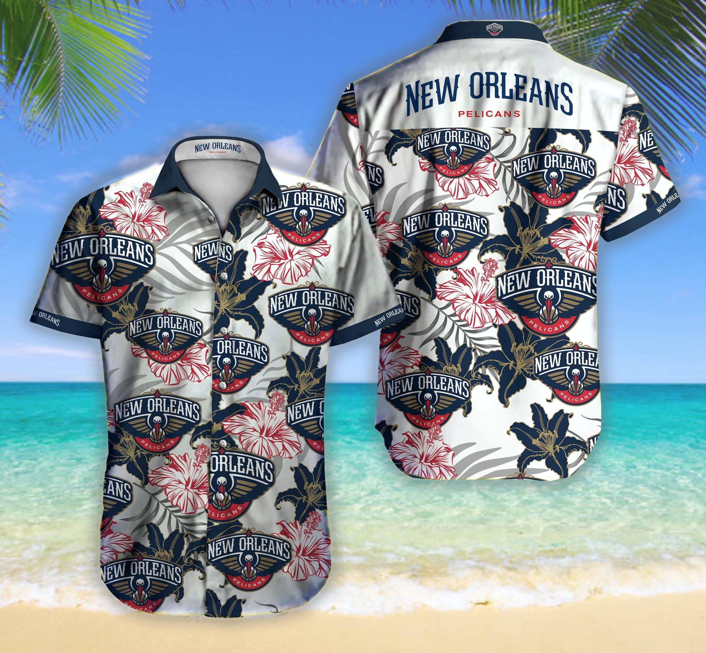 New Orleans Pelicans Hawaiian Shirt Tropical Aloha Button Up