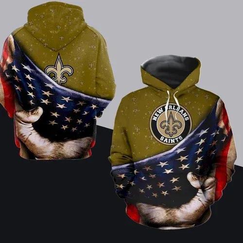 New Orleans Saints American Flag Anniversary NFL 3D All Over Print Hoodie