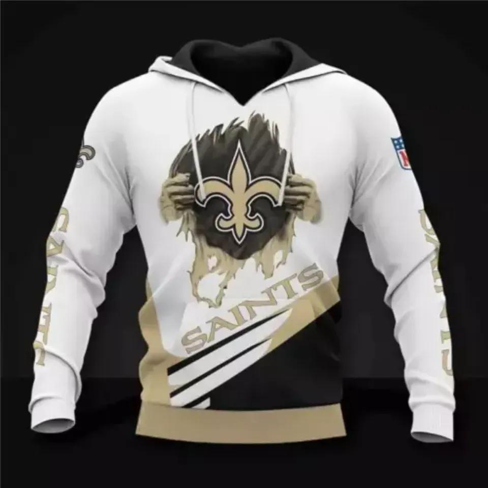 New Orleans Saints Football Busting Lose White And Black Pullover NFL 3D All Over Print Hoodie