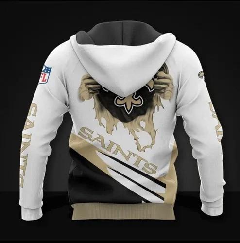 Alternative view of New Orleans Saints Football Busting Lose White And Black Pullover NFL 3D All Over Print Hoodie