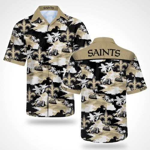 New Orleans Saints Hawaiian Shirt Tropical Aloha Button Up