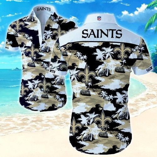 New Orleans Saints Hawaiian Shirt Tropical Aloha Button Up
