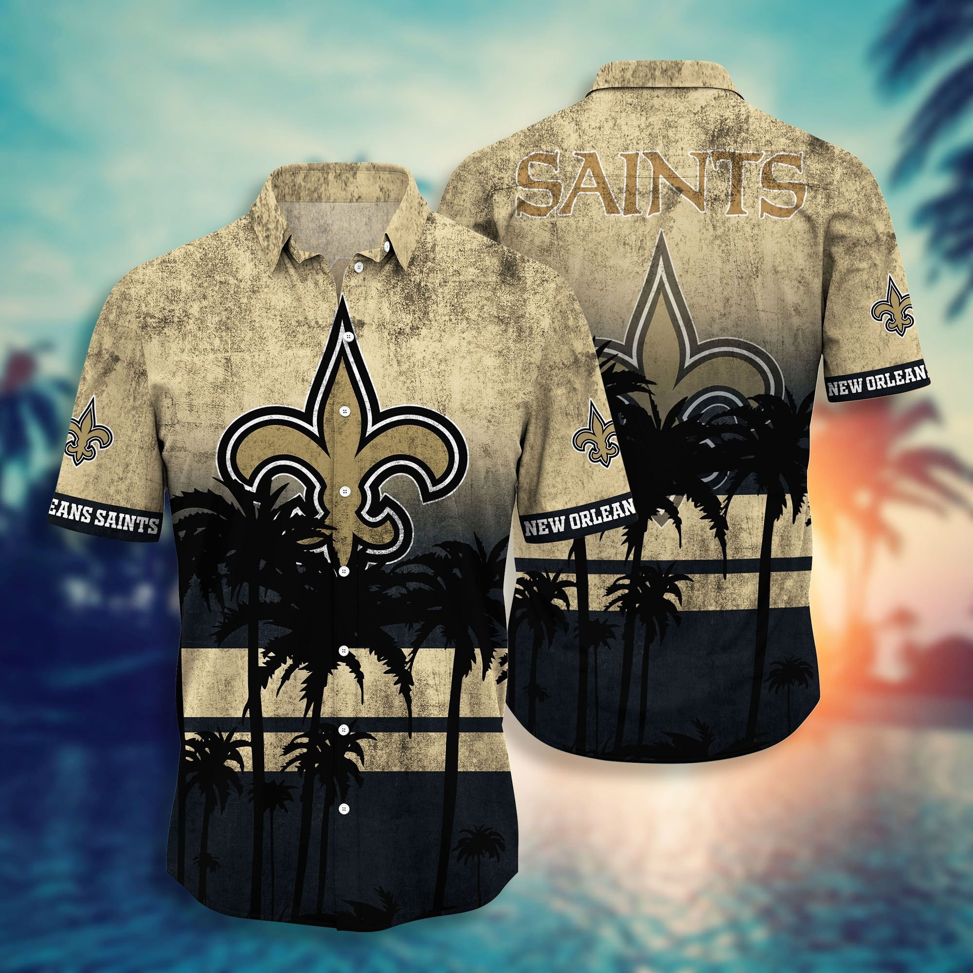 New Orleans Saints Hawaiian Shirt Tropical Aloha Button Up