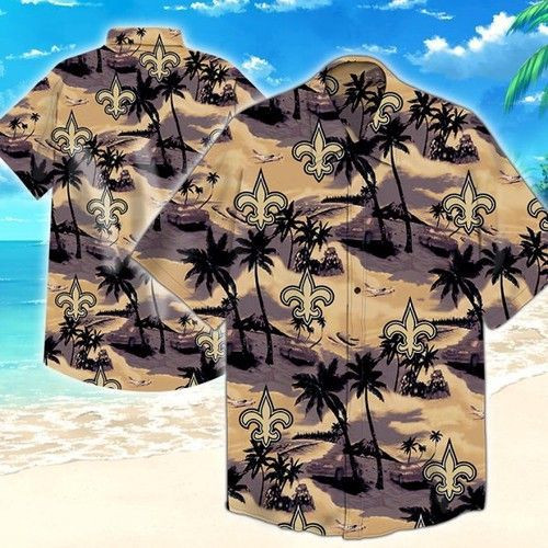 New Orleans Saints Hawaiian Shirt Tropical Aloha Button Up