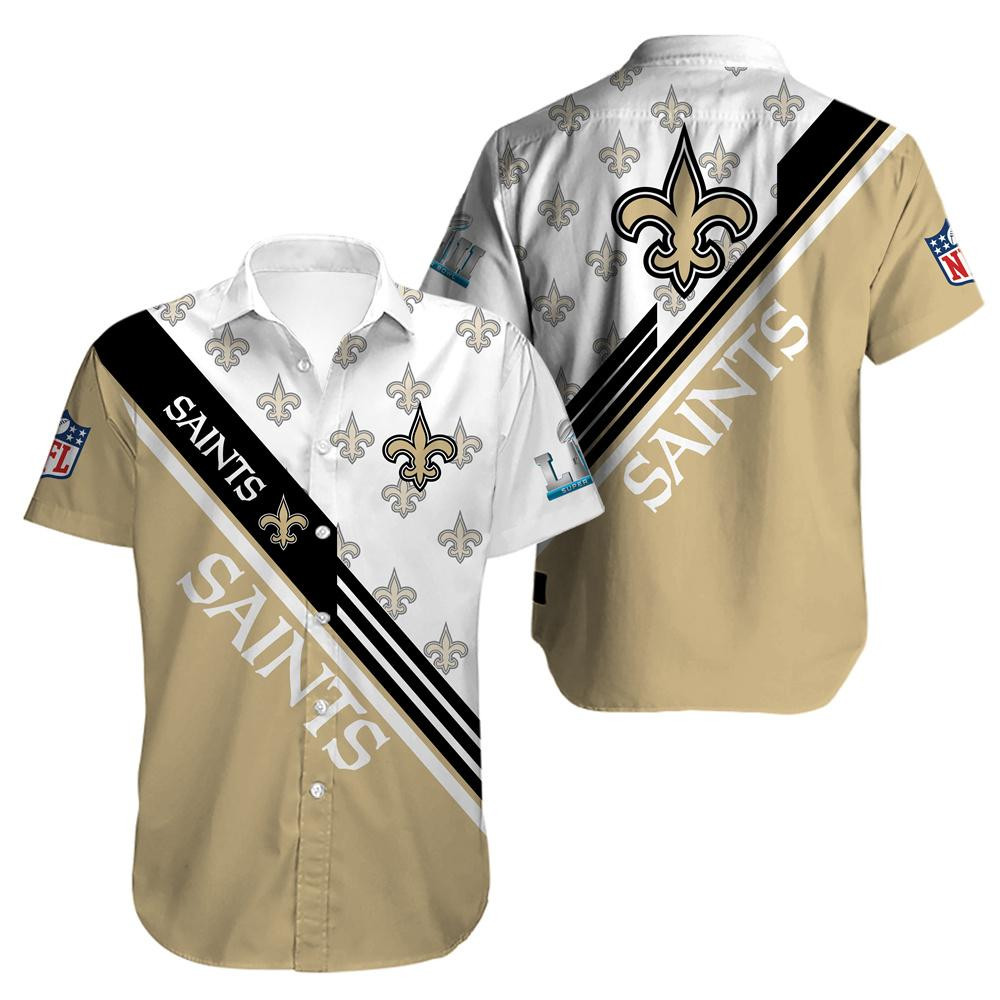 New Orleans Saints Logo Hawaiian Shirt Tropical Aloha Button Up