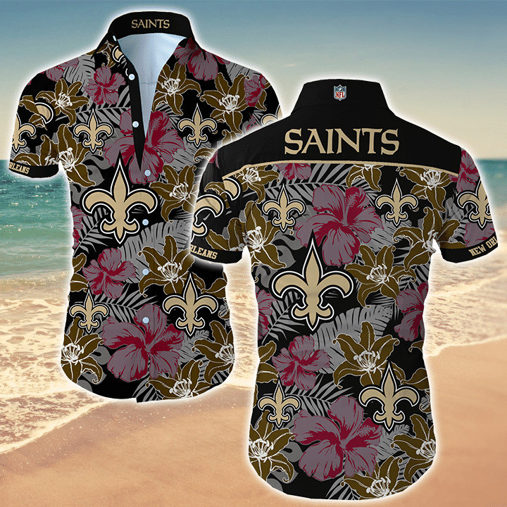 New Orleans Saints Logo Hawaiian Shirt Tropical Aloha Button Up