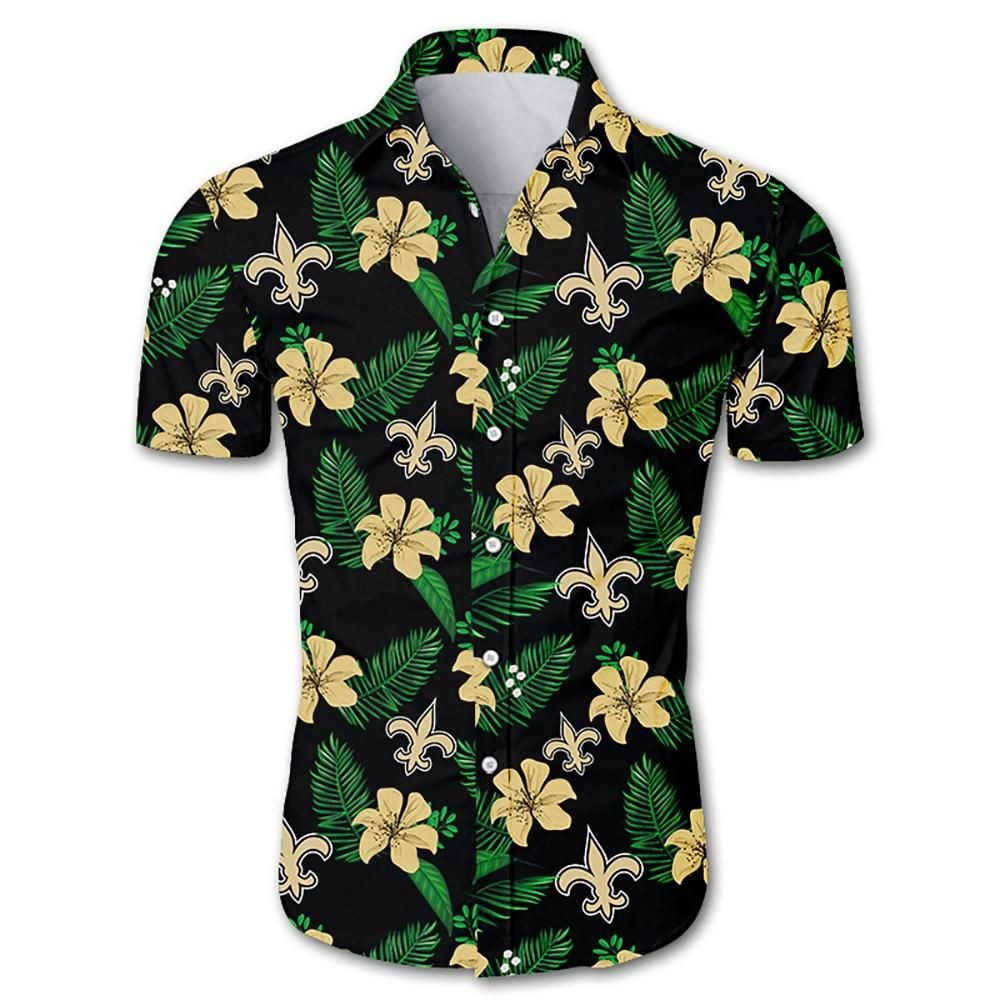 New Orleans Saints Logo Hawaiian Shirt Tropical Aloha Button Up