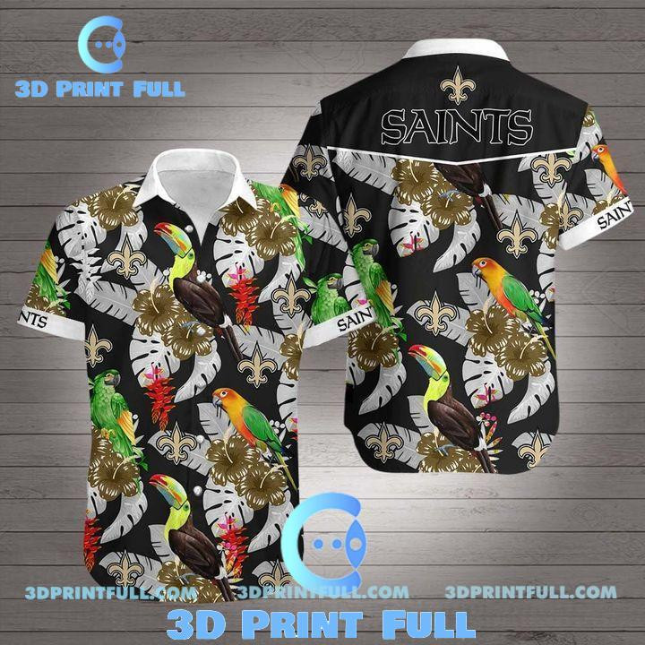 New Orleans Saints Logo Hawaiian Shirt Tropical Aloha Button Up