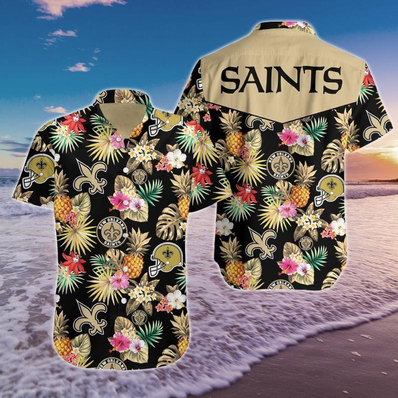 New Orleans Saints Logo Hawaiian Shirt Tropical Aloha Button Up