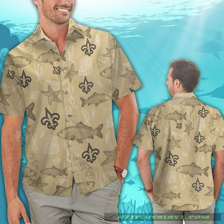 New Orleans Saints Ocean Fishes Hawaiian Shirt Tropical Aloha Button Up