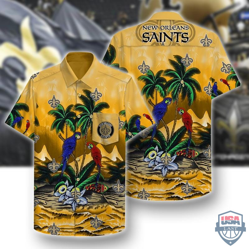 New Orleans Saints Parrots Hawaiian Shirt Tropical Aloha Button Up