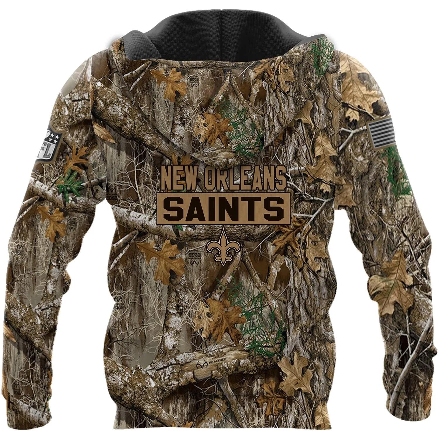 Alternative view of New Orleans Saints Realtree Hunting Camo NFL 3D All Over Print Hoodie