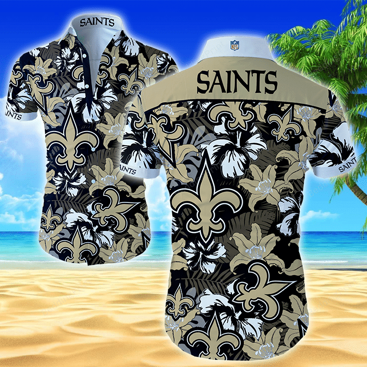 New Orleans Saints Sizechart Hawaiian Shirt Tropical Aloha Button Up