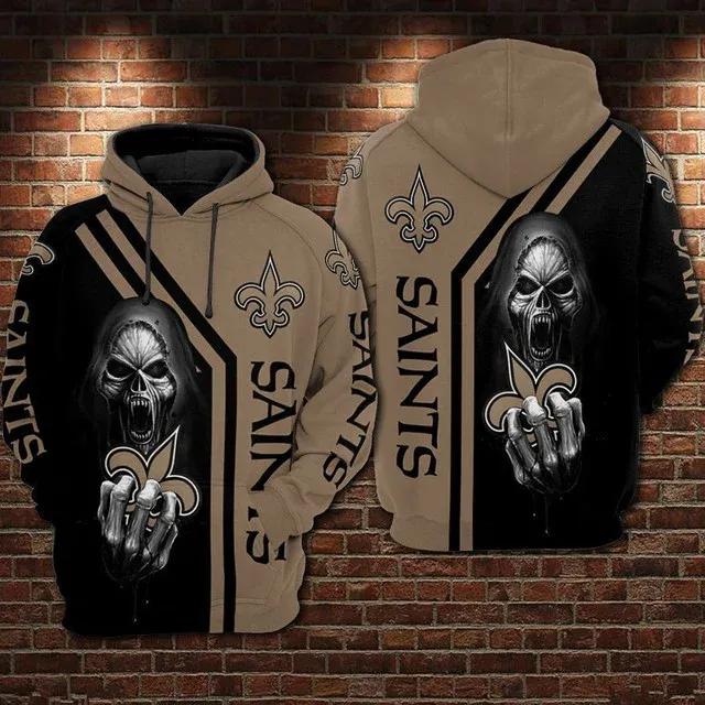New Orleans Saints Skeleton Middle Finger NFL 3D All Over Print Hoodie