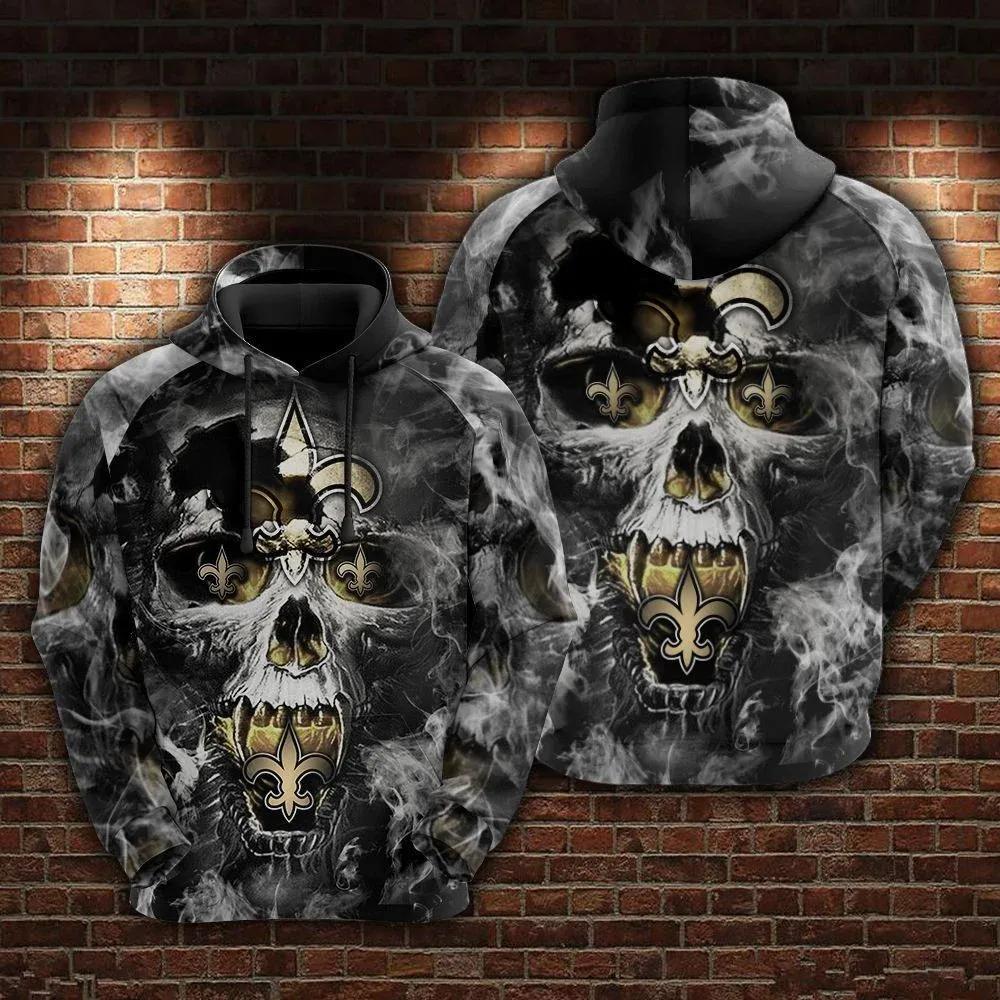 New Orleans Saints Skull NFL 3D All Over Print Hoodie